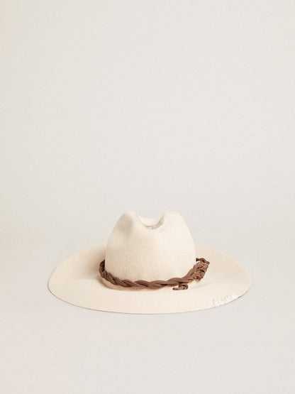 Golden Goose Parchment-colored fedora hat with leather band