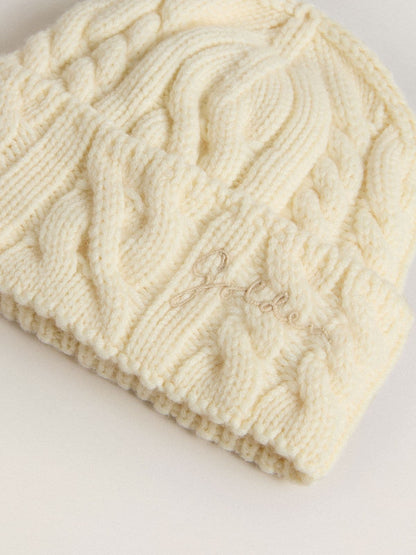 Golden Goose White wool beanie with embroidery