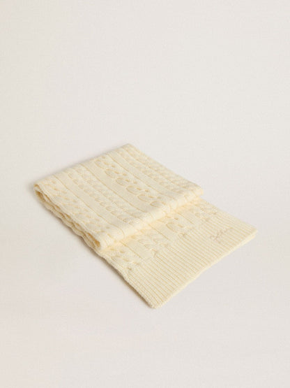 Golden Goose White wool scarf with embroidery