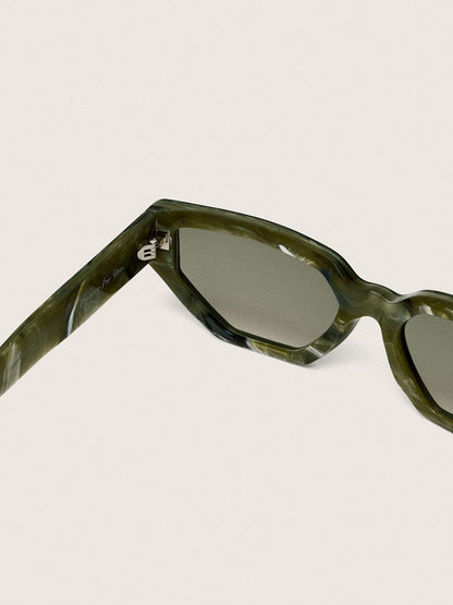Golden Goose Jamie rectangular sunglasses with green marble effect frame