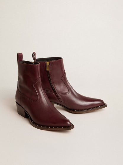 Golden Goose Womens's low Debbie boots in burgundy leather