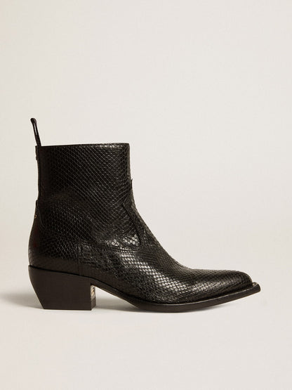 Golden Goose Low Debbie boots in black snake-print leather