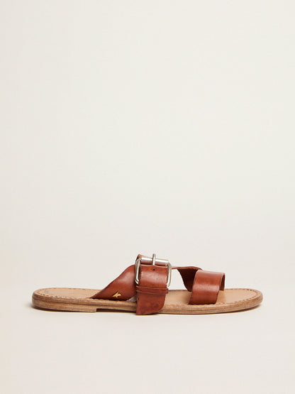 Golden Goose Margaret flat sandals in resin-coated leather