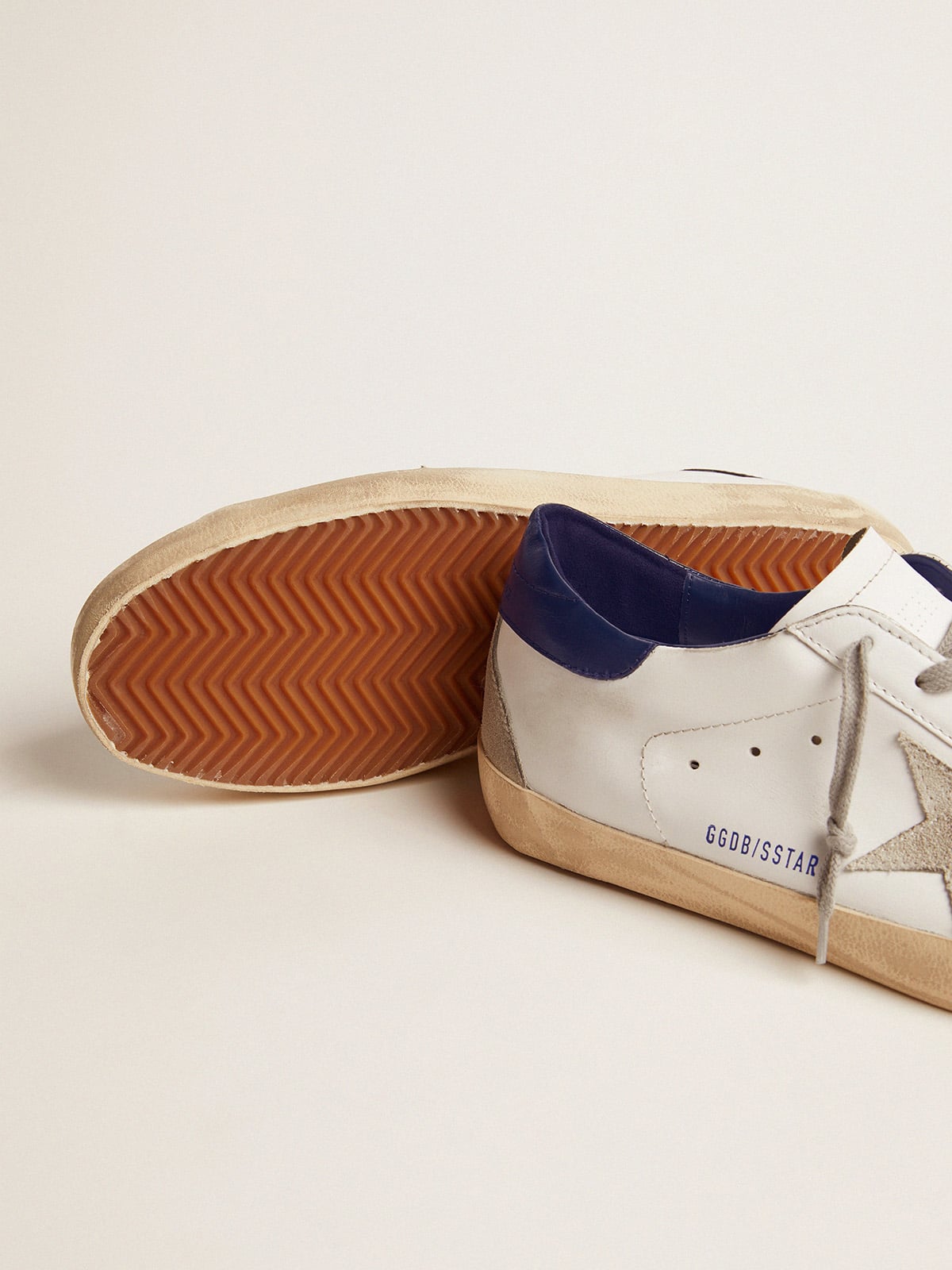 Golden Goose Men's Super-Star with suede star and blue heel tab