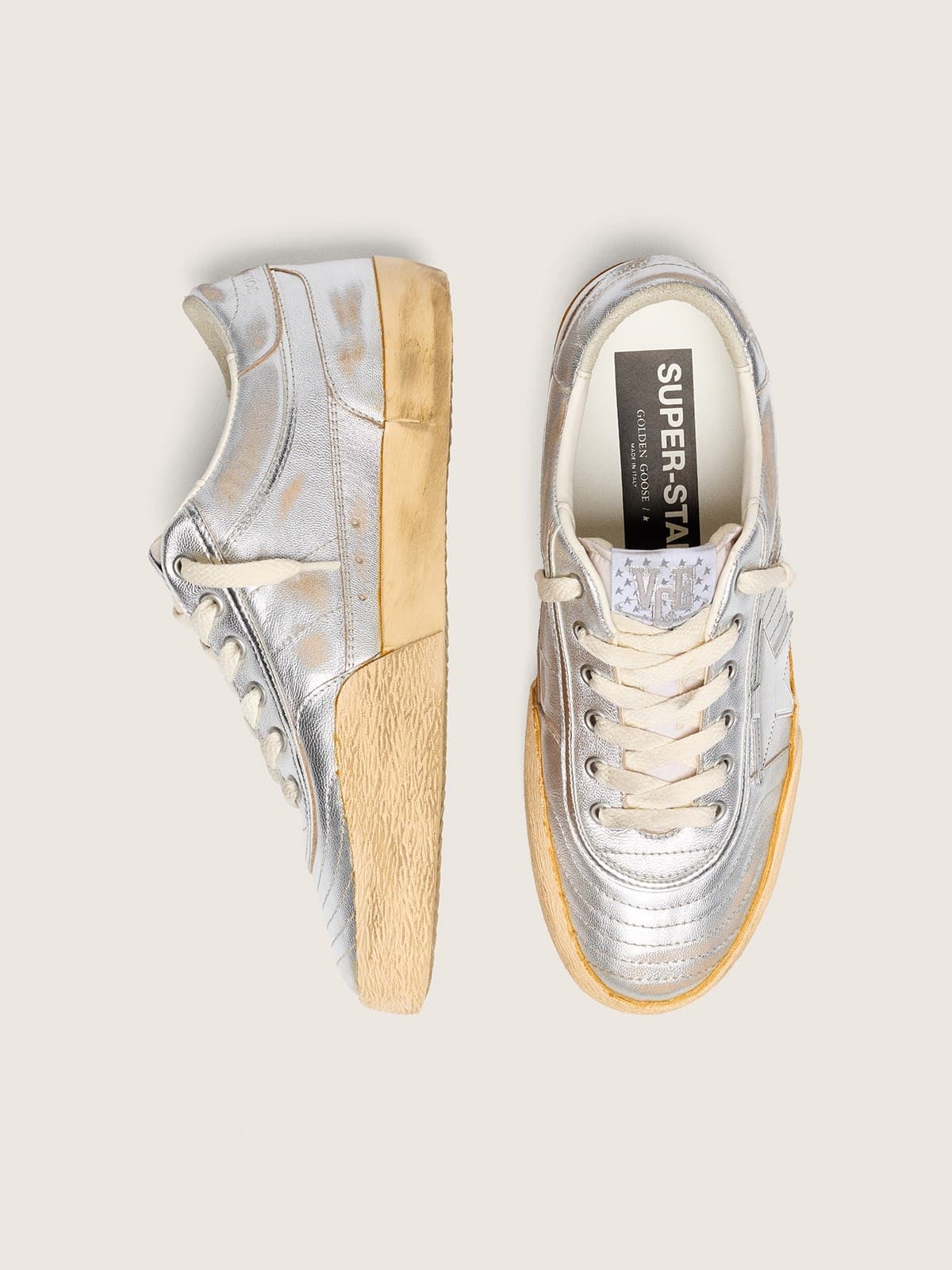 Golden Goose Men's Super-Star LAB in metallic nappa with silver TPU star