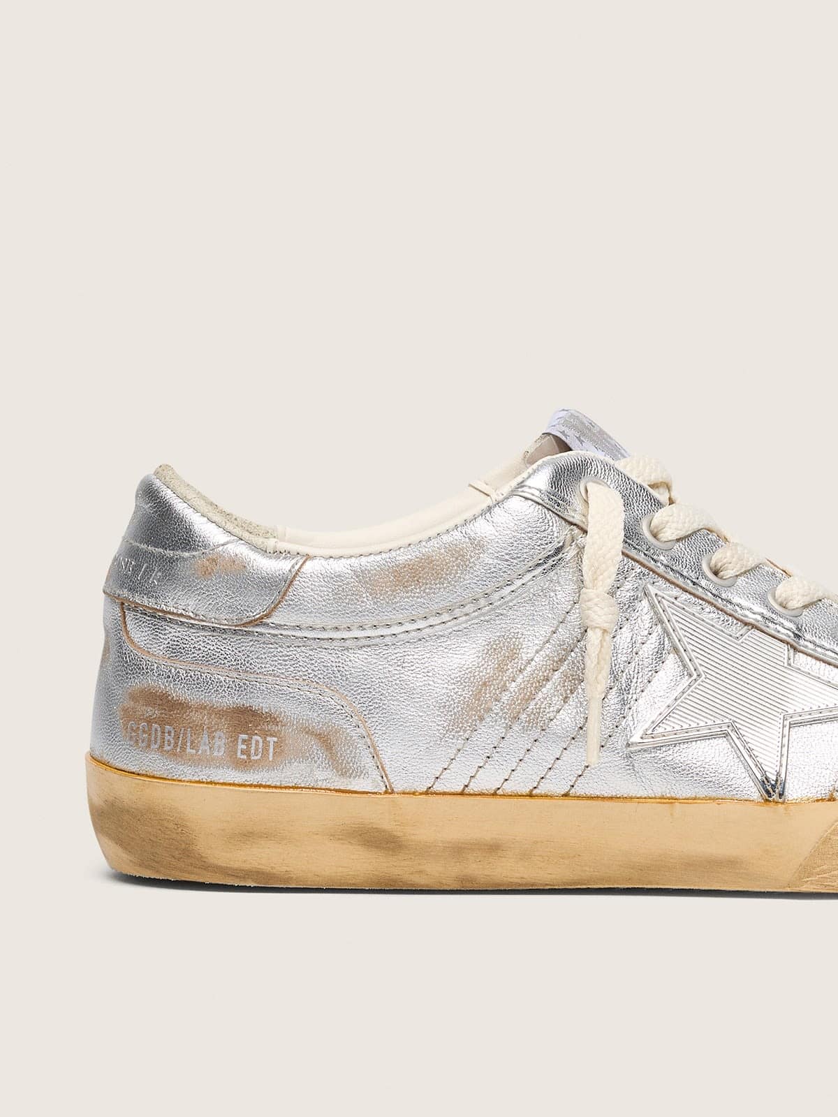 Golden Goose Men's Super-Star LAB in metallic nappa with silver TPU star