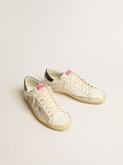 Golden Goose Men's Super-Star LTD in mesh and leather with silver star and blue heel tab