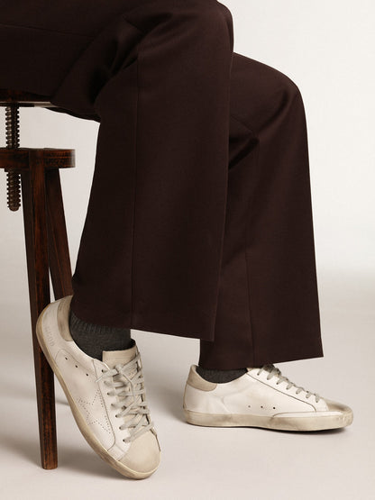 Golden Goose Men's Super-Star with perforated star and ice-gray heel tab