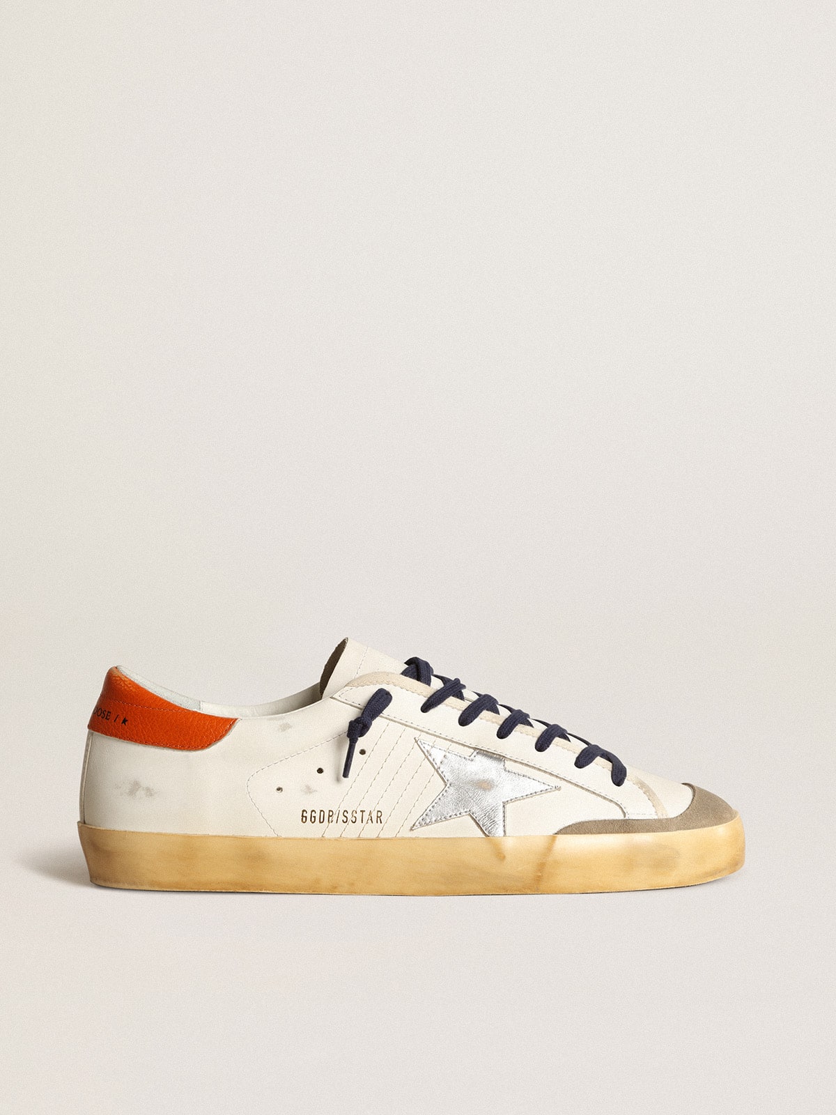 Golden Goose Super-Star Penstar with silver star and orange heel tab
