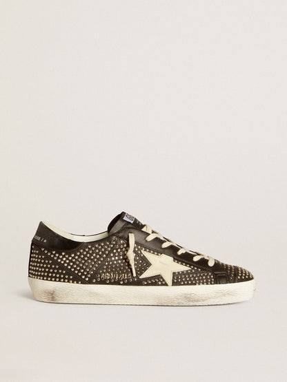 Golden Goose Men’s Super-Star in studded black nappa with white leather star
