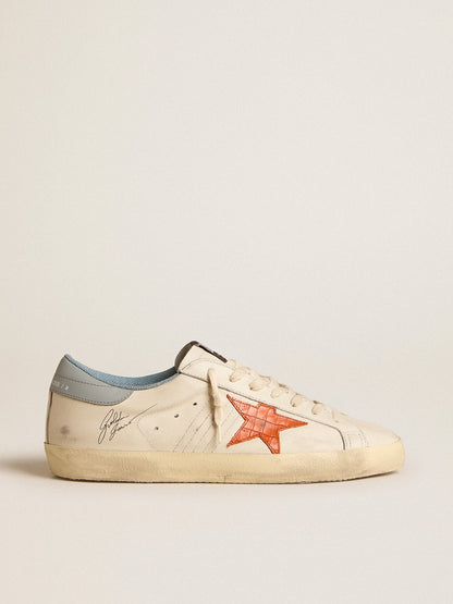 Golden Goose Men's Super-Star with crocodile-print star and silver-blue heel tab