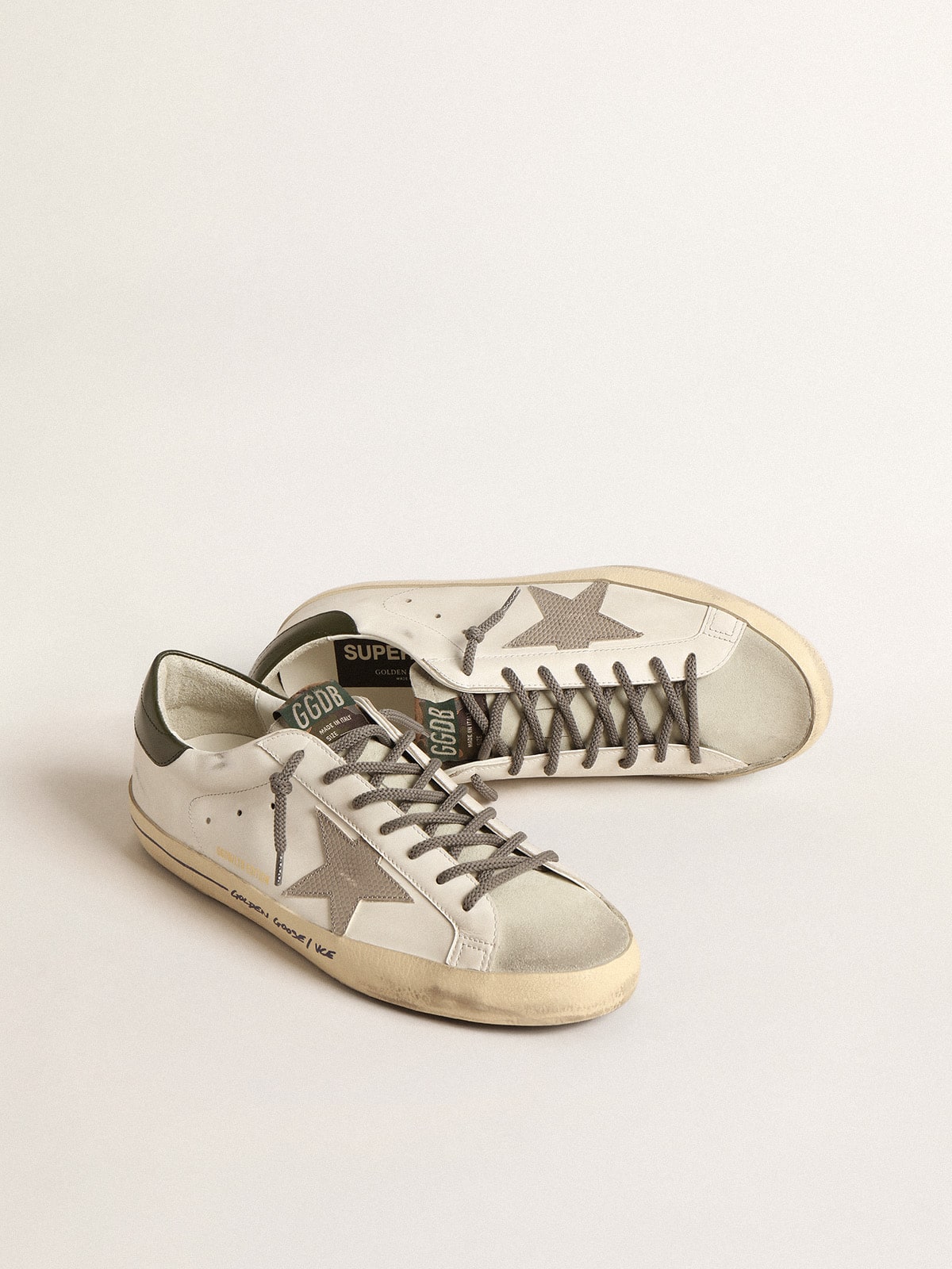 Golden Goose Super-Star  with croc-print star and green heel tab