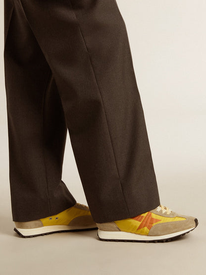 Golden Goose Men’s Marathon with yellow nylon upper and orange star