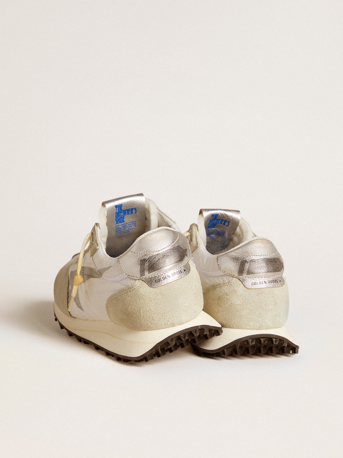 Golden Goose Men’s Marathon with white nylon upper and silver star