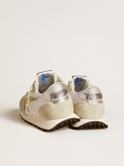 Golden Goose Men’s Marathon with white nylon upper and silver star