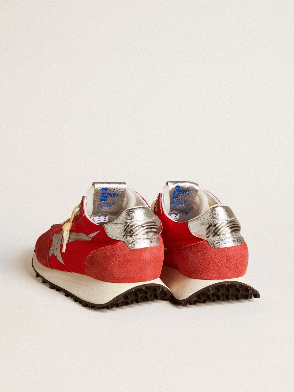 Golden Goose Men’s Marathon with red nylon upper and silver star