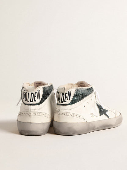 Golden Goose Mid Star with green metallic leather star and white flash