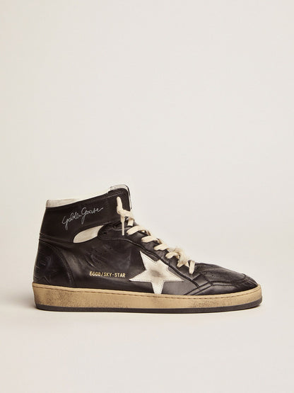 Golden Goose Sky-Star in black nappa leather with white leather star