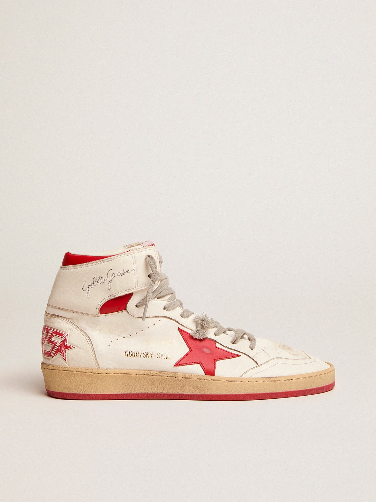 Golden Goose Men's Sky-Star with signature on the ankle and red inserts