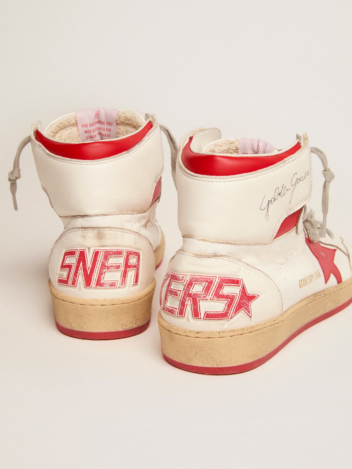 Golden Goose Men's Sky-Star with signature on the ankle and red inserts