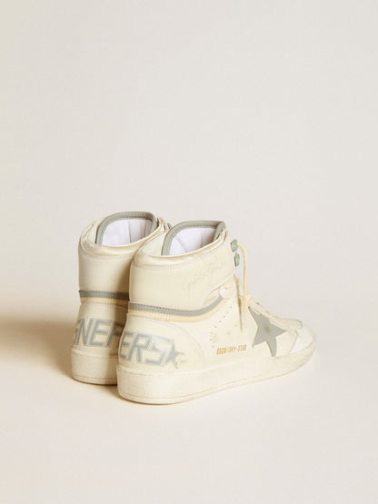 Golden Goose Men's Sky-Star in leather with light blue leather star and white heel tab
