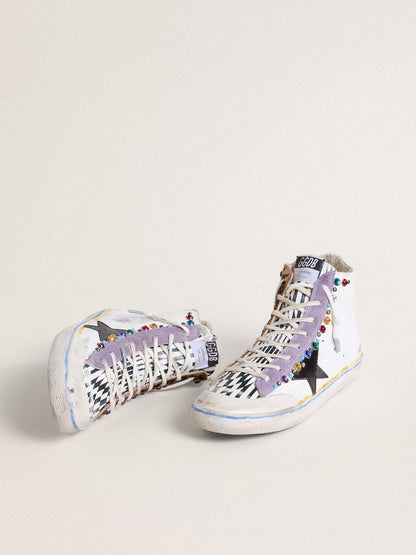 Golden Goose Men’s Francy Penstar LAB with black leather star and multicolor studs