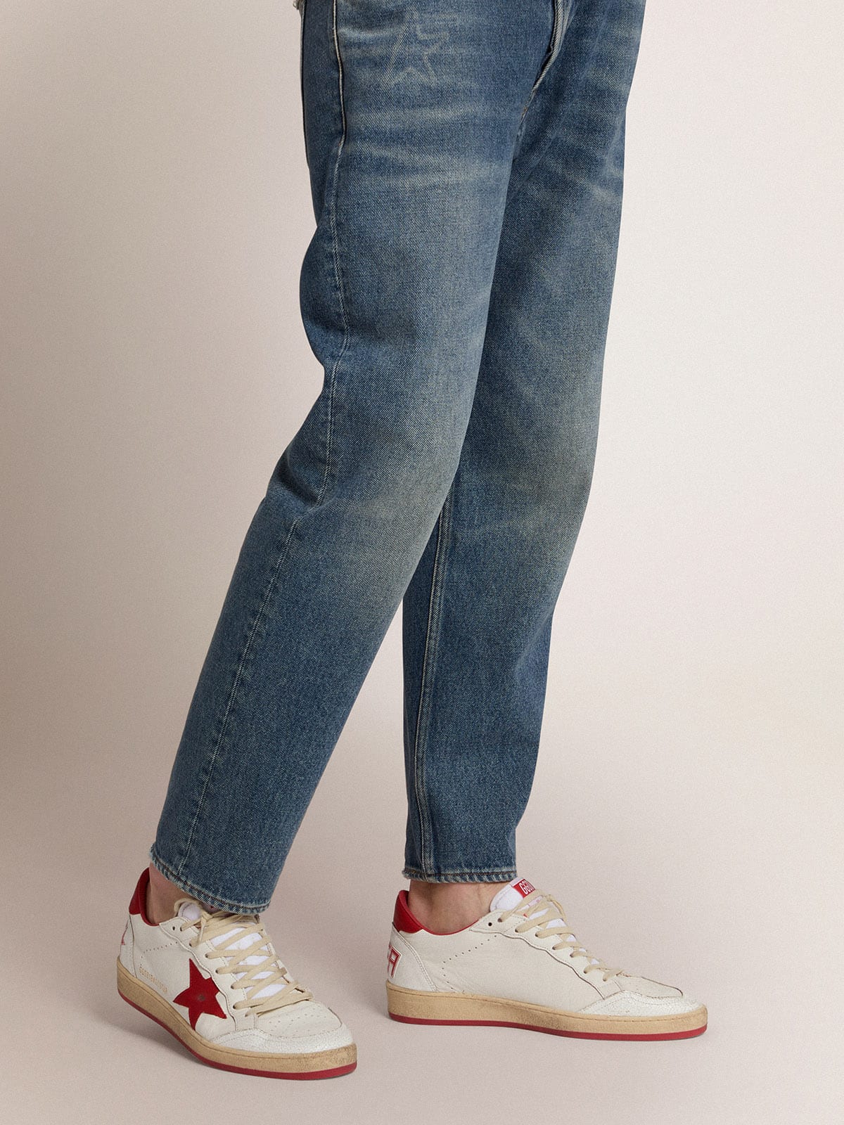 Golden Goose Men's Ball Star in white leather