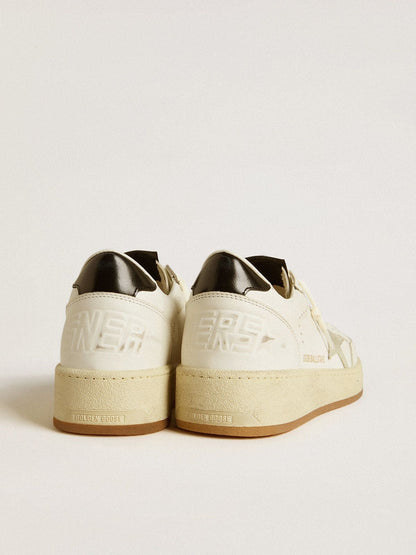 Golden Goose Ball Star with ice-gray suede star and glossy black leather heel tab