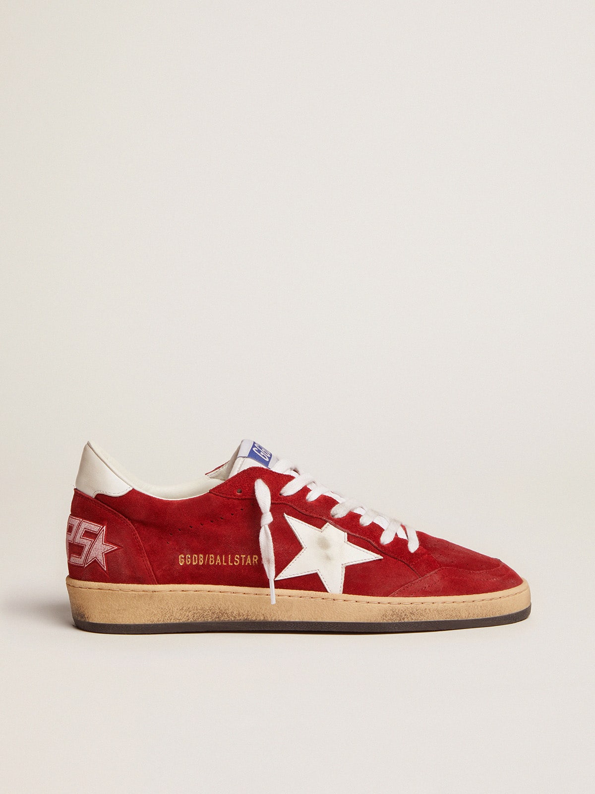 Golden Goose Men's Ball Star in dark red suede with white star and heel tab