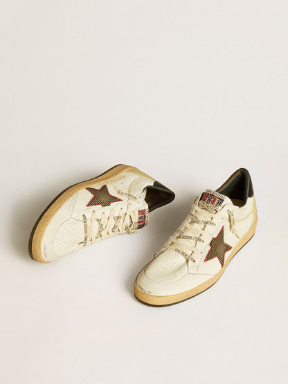 Golden Goose Men’s Ball Star LTD with mesh star and midnight blue leather heel tab