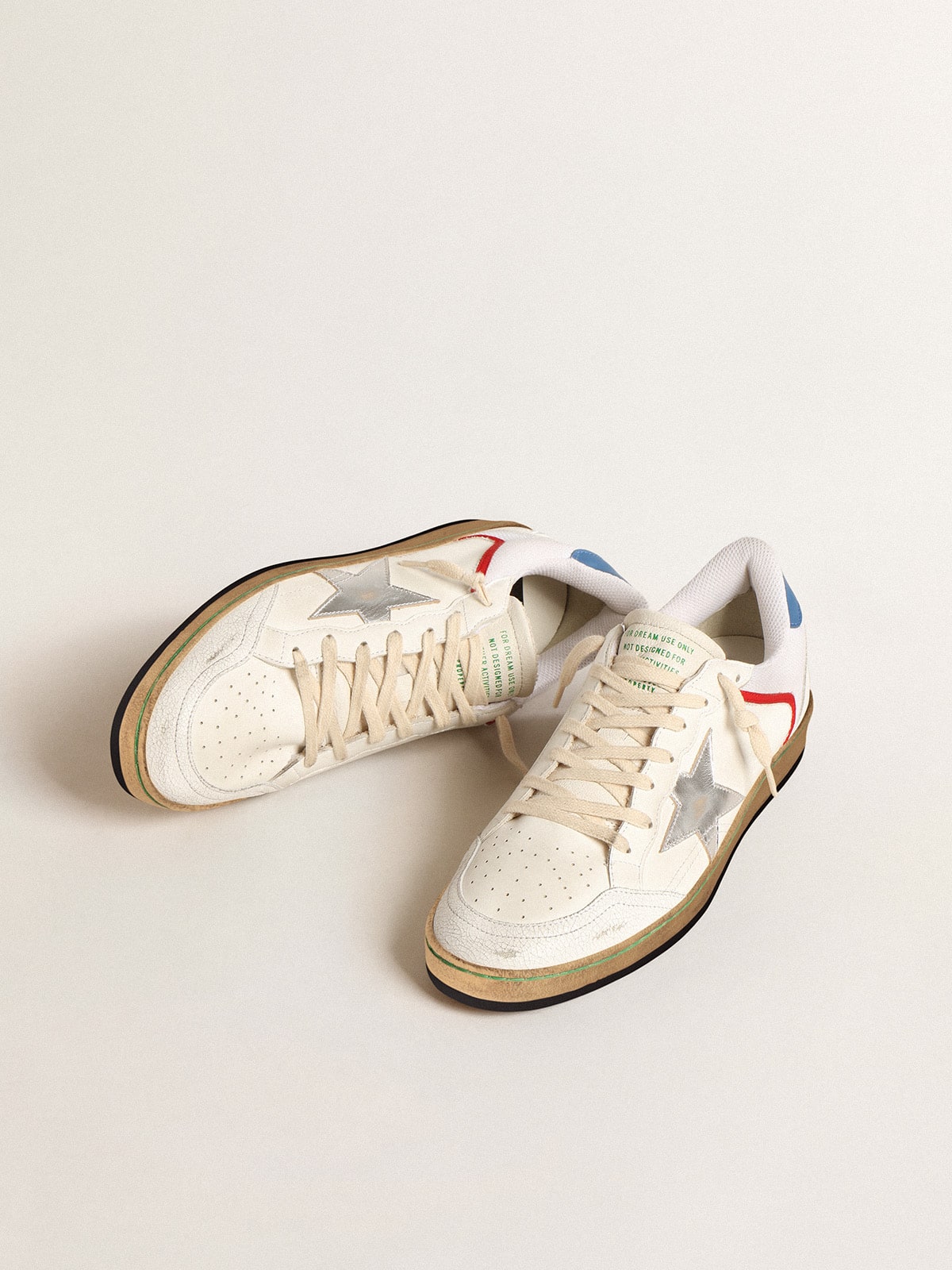 Golden Goose Ball Star in nappa and mesh with silver metallic leather star