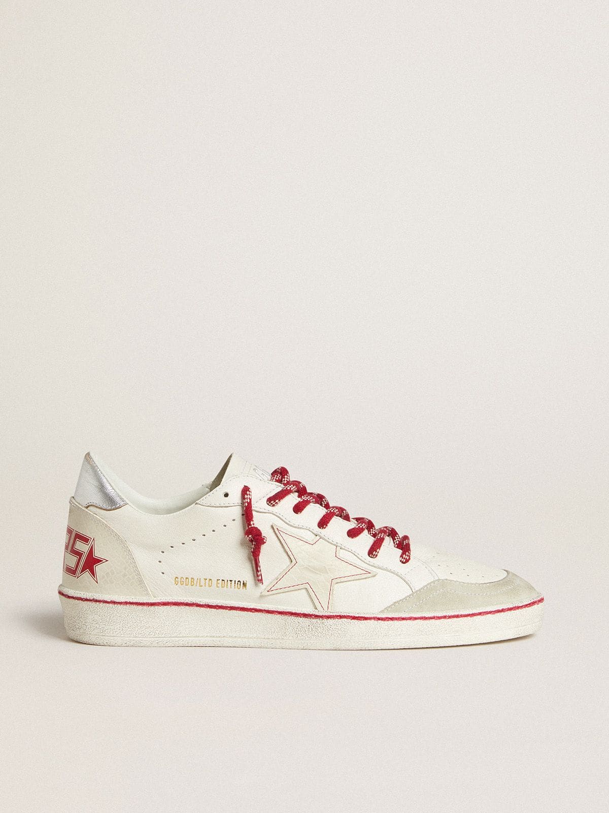 Golden Goose Men’s Ball Star LTD CNY in white leather with a lived-in effect