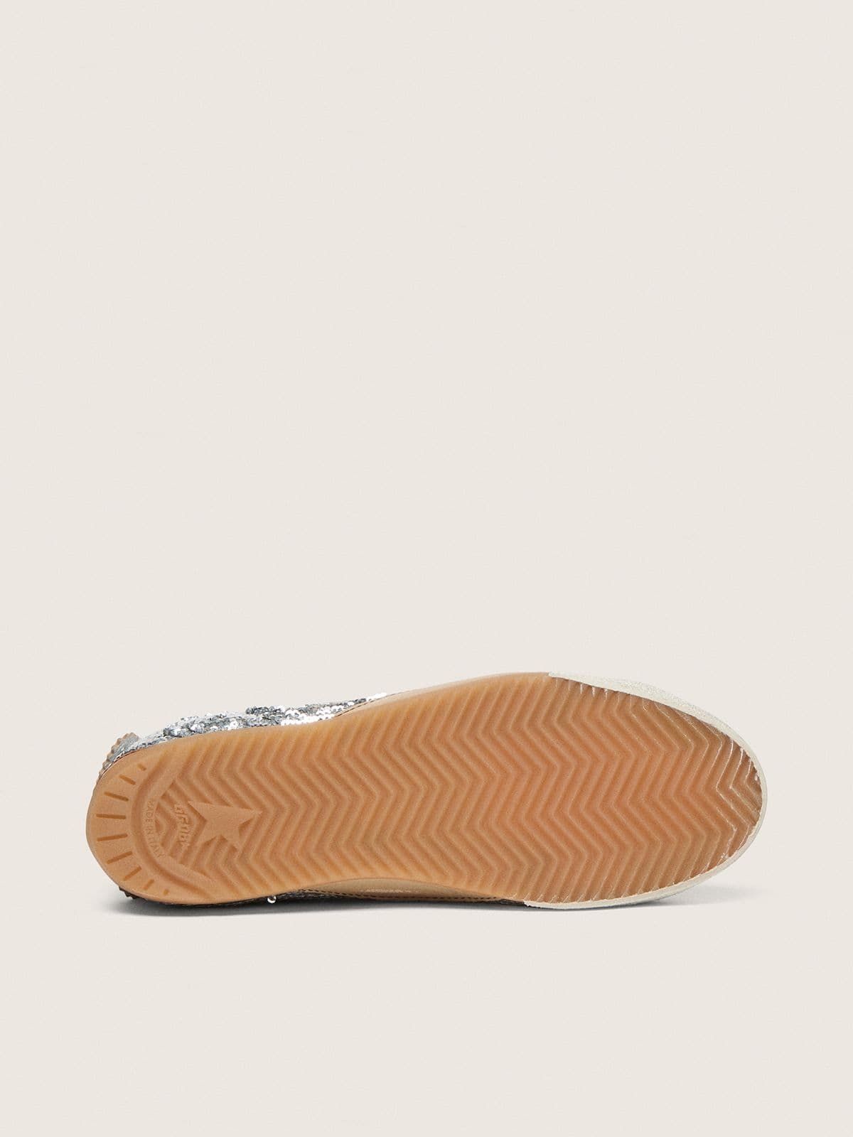 Golden Goose Men's True-Star in silver sequins with black star and silver leather heel tab