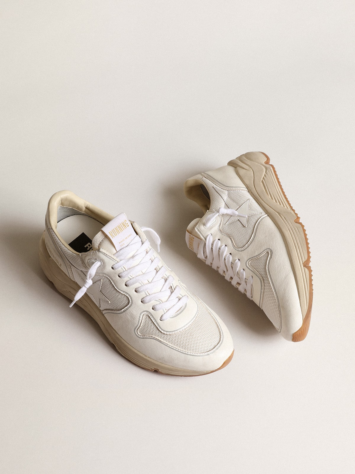 Golden Goose Men's Running Sole in mesh and white nappa
