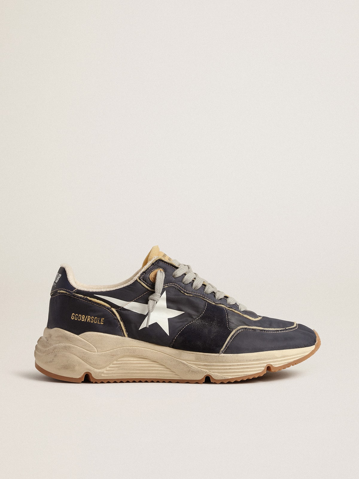 Golden Goose Running Sole in blue nylon with white printed star