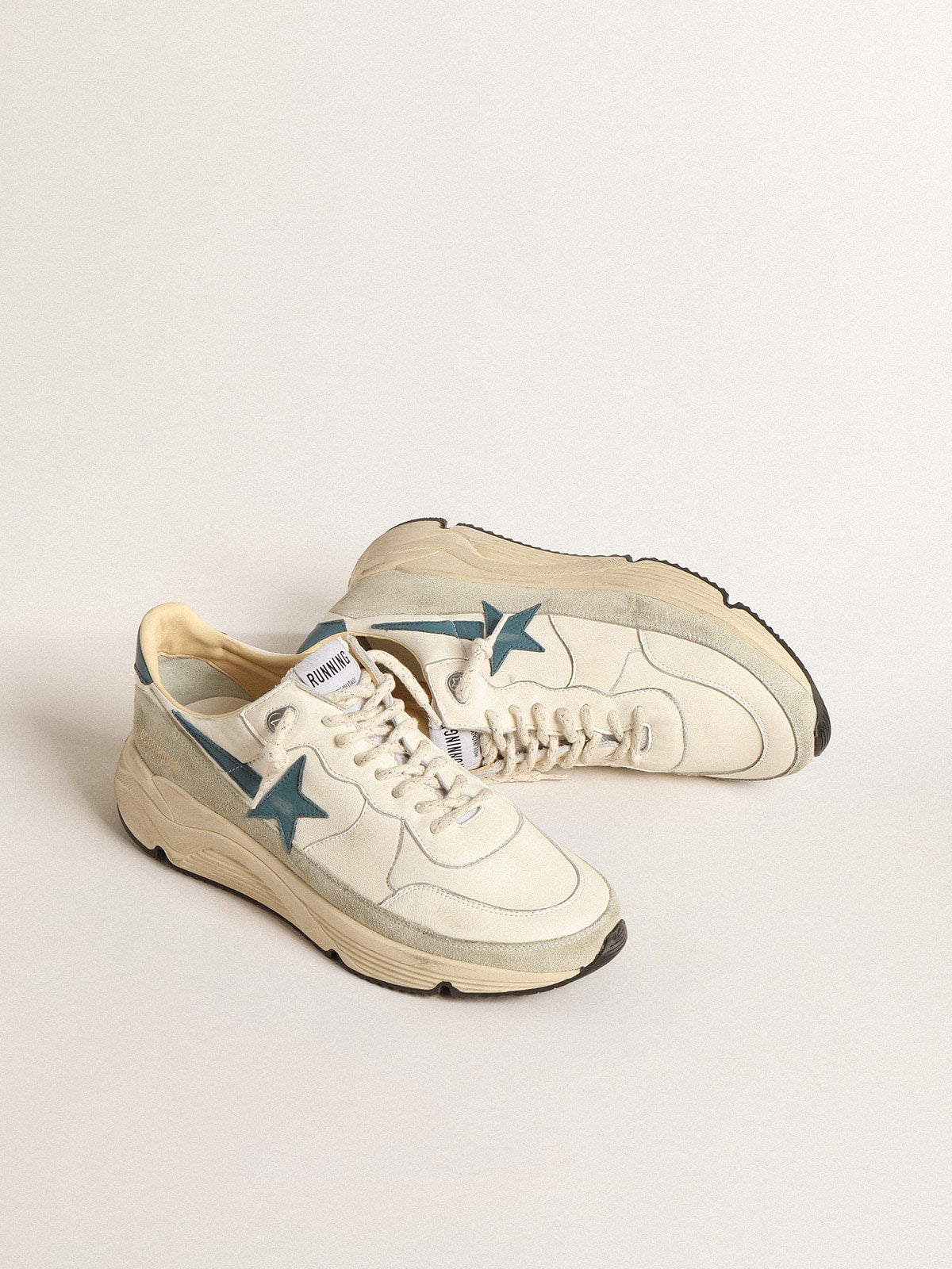 Golden Goose Running Sole in nappa with blue leather star and suede insert