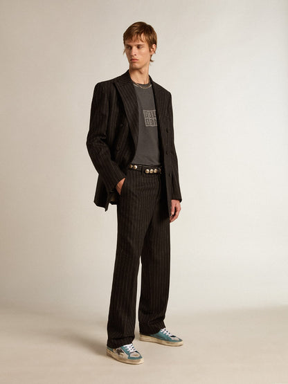 Golden Goose Men's Stardan in distressed mesh and petrol-colored upper