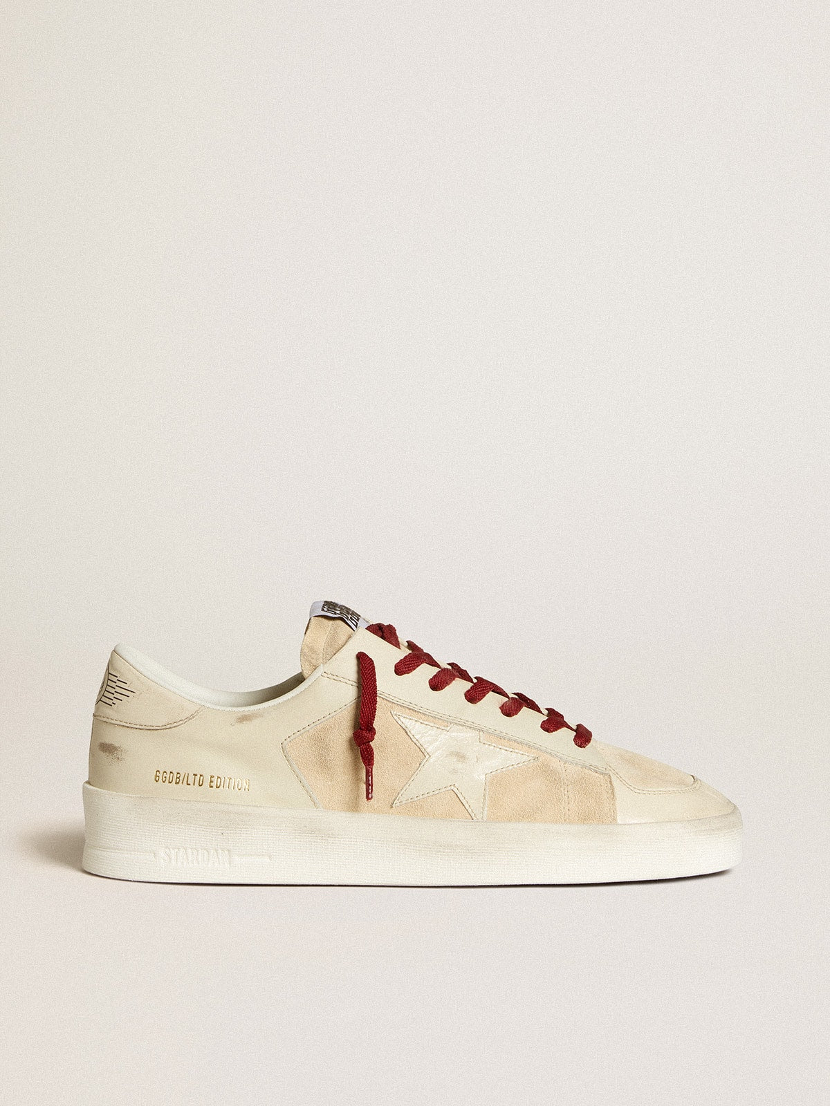 Golden Goose Men’s Stardan LTD in suede with patent white leather star and heel tab