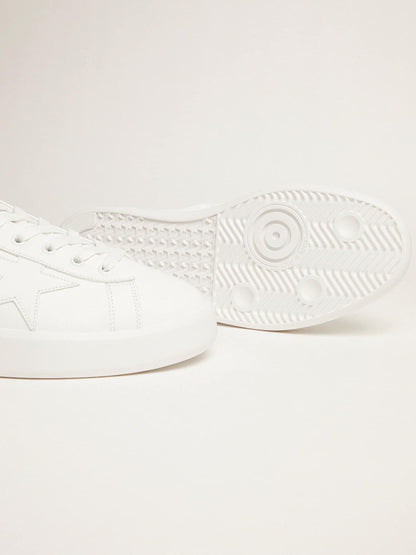 Golden Goose White Purestar sneakers with fluorescent orange heel tab