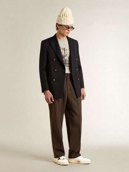 Golden Goose Men's Forty2 with black star and silver foiled leather heel tab