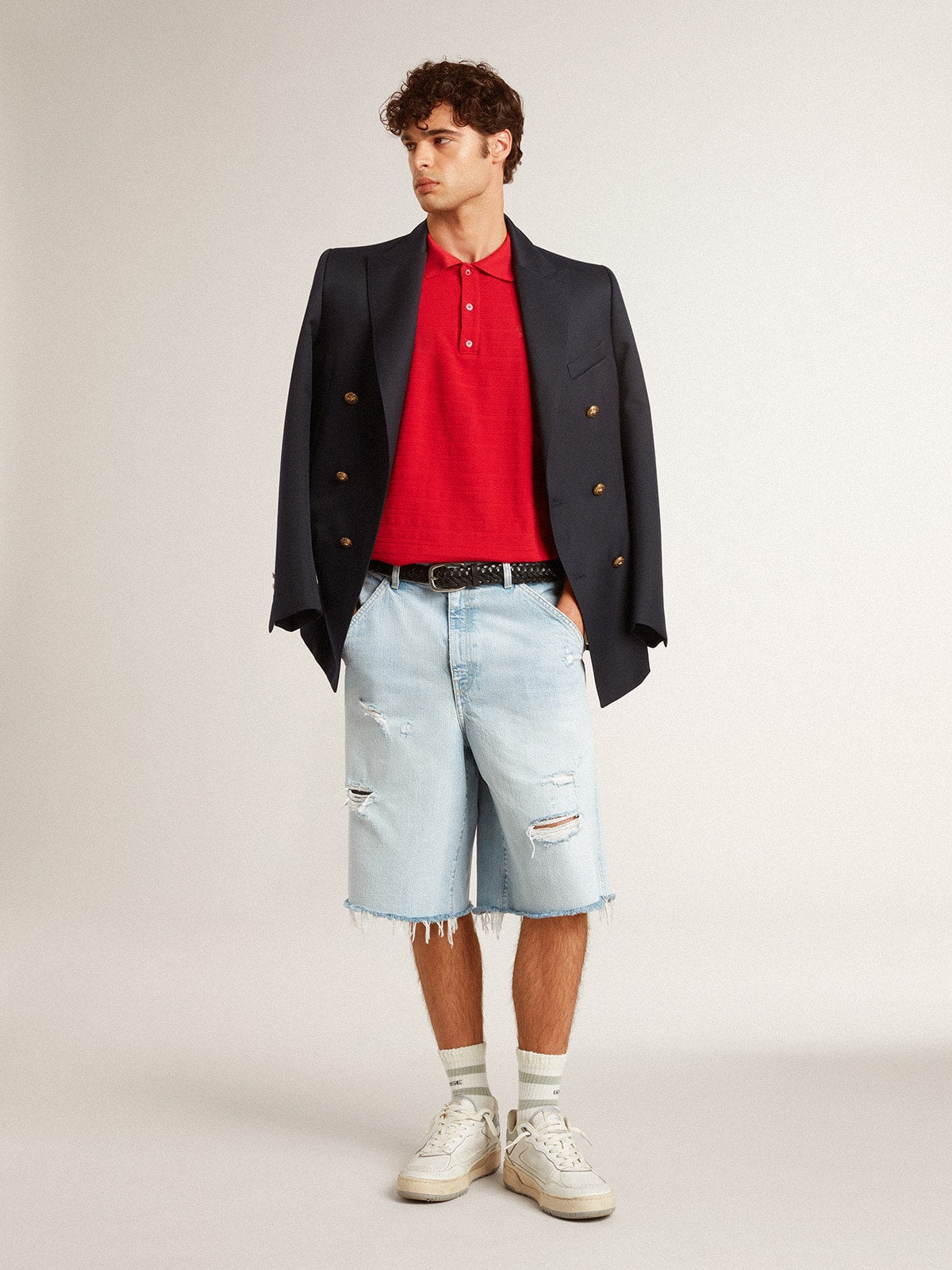 Golden Goose Men’s Forty2 with grey star and white leather heel tab