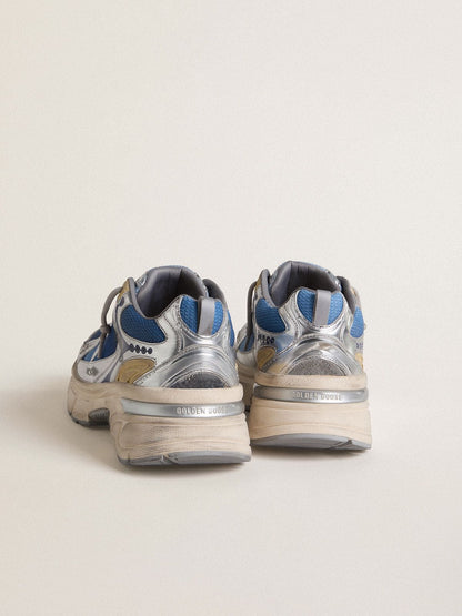 Golden Goose Men's Lightstar  in light blue mesh with white TPU star and silver bio-based inserts