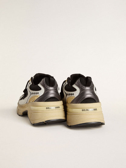 Golden Goose Men’s Lightstar in white leather and black mesh with black TPU star