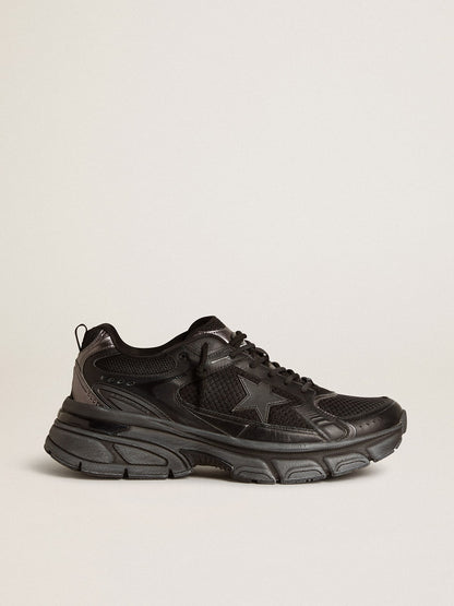 Golden Goose Men’s Lightstar with black leather and mesh upper and black star