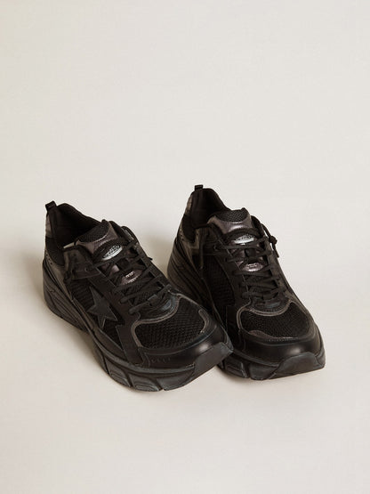 Golden Goose Men’s Lightstar with black leather and mesh upper and black star
