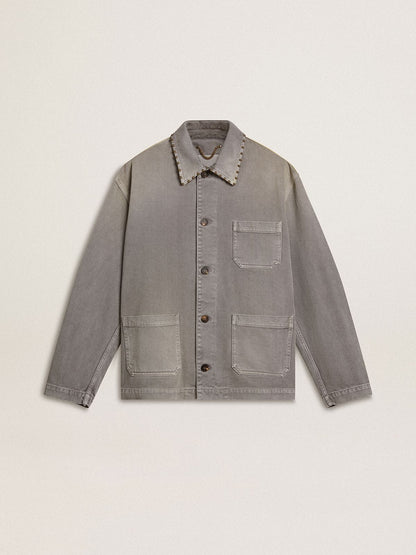 Golden Goose Men's gray denim jacket with studs