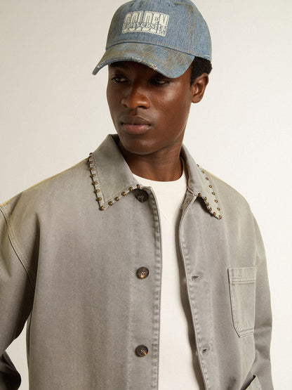 Golden Goose Men's gray denim jacket with studs