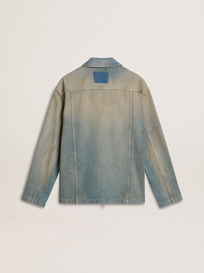 Golden Goose Men's distressed-effect denim jacket with zip