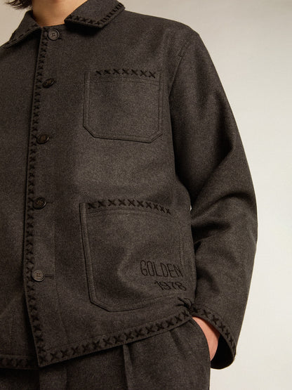 Golden Goose Gray melange woolen jacket with button fastening