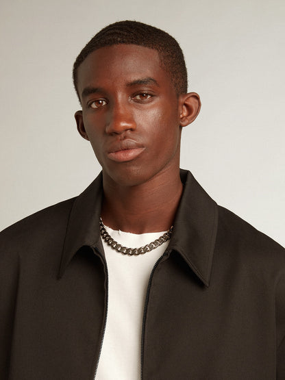 Golden Goose Men’s zip-up jacket in black wool gabardine